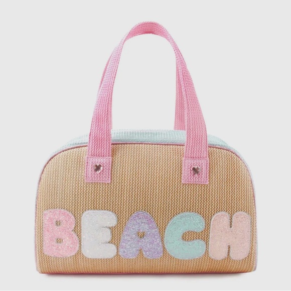 Omg Accessories Handbags - 🌴 OMG Accessories ‘Beach’ Straw Color Block Medium Duffle Bag – NEW! 🌴